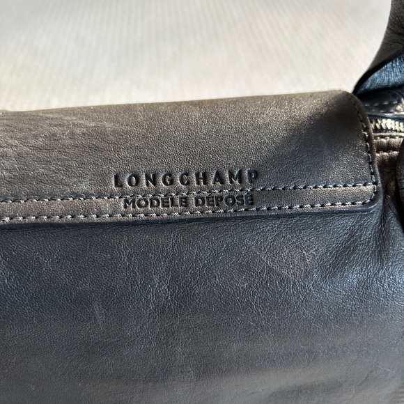 Longchamp Le Cuir Medium Leather Tote Gray - Picture 5 of 9